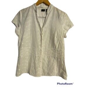 Willi Smith White Eyelet Blouse Size L